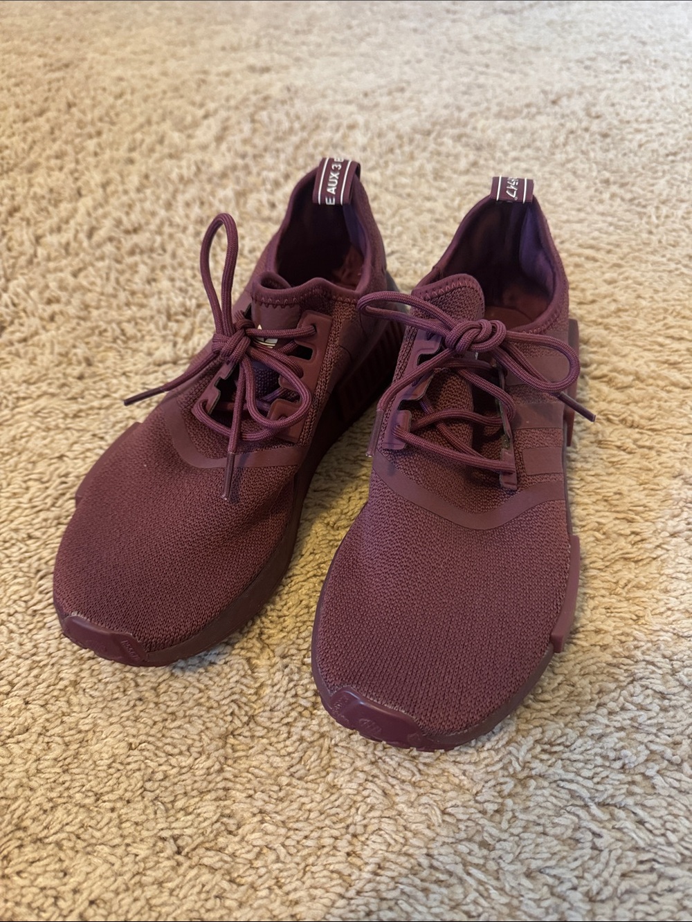 adidas Women's Burgundy Lace-Up Knit Sneakers